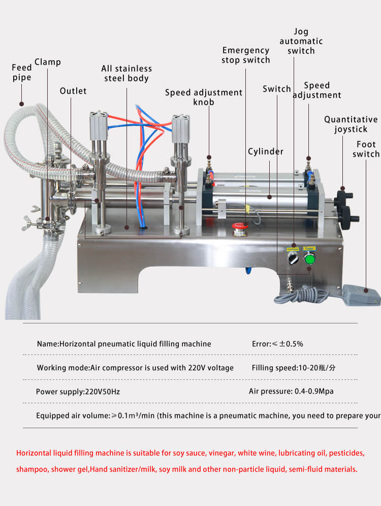 semi automatic double head water bottle filling machine liquid 50ml