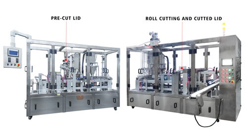 The difference between pre-cut lid and Roll Cutting and Cutted Lid of coffee capsule filling and sealing machine