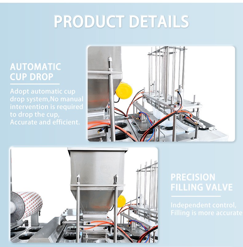 Commercial pneumatic popcorn jelly yogurt K cup filling sealing packing machine