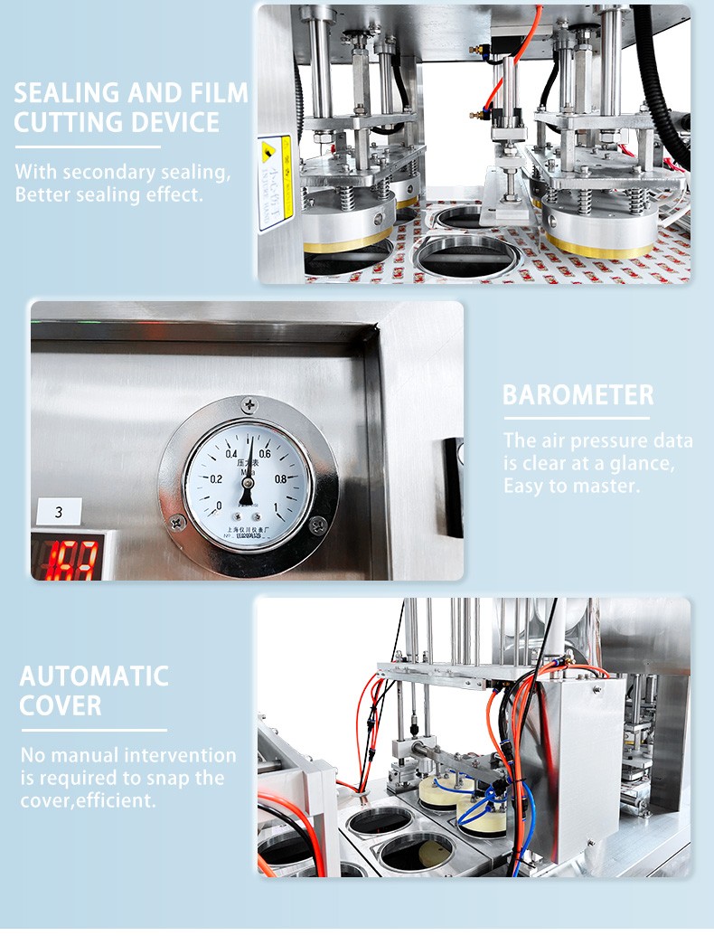 Commercial pneumatic popcorn jelly yogurt K cup filling sealing packing machine